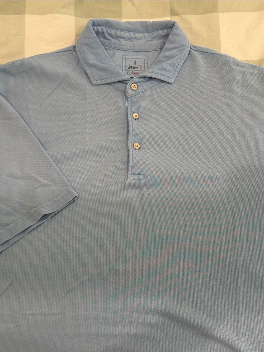 johnnie-O Light Blue Men's Polo Shirt - Short Sleeve Button Placket